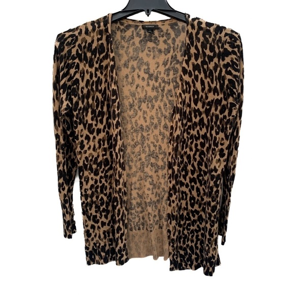 Halogen Linen Blend Leopard Print Cardigan Mobwife Animal Print Size Large - Picture 1 of 7